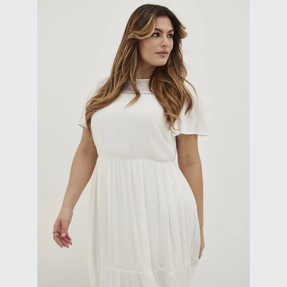 Torrid Flutter Skater Dress - Gauze & Lace White - Picture 5 of 5